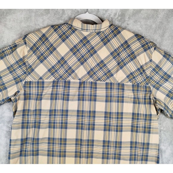 Filson Lightweight Vented Beige Blue Plaid Button Up Shirt Mens 2XL Fishing - Picture 7 of 11